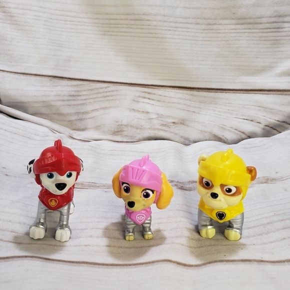 Paw Patrol Rescue Knights Pups Figure Lot Set Of 3 Marshall Skye Rubble 2.5 Inch - Picture 10 of 10